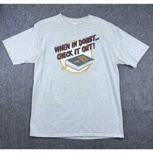 Vtg T-Plus Men's T-Shirt Bible Jesus Tee Gray Short Sleeve Made in USA 80s Sz XL